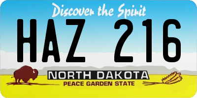 ND license plate HAZ216