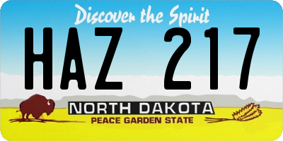 ND license plate HAZ217