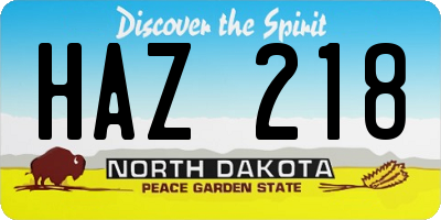 ND license plate HAZ218