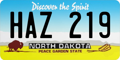 ND license plate HAZ219