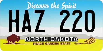 ND license plate HAZ220