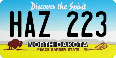 ND license plate HAZ223