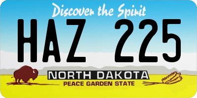ND license plate HAZ225