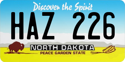 ND license plate HAZ226