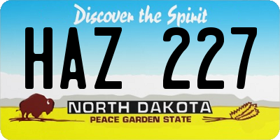 ND license plate HAZ227
