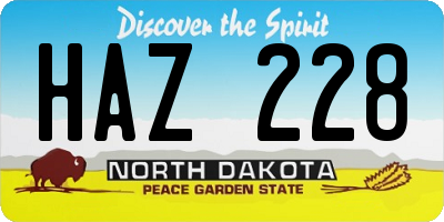ND license plate HAZ228