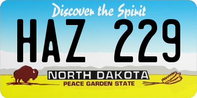 ND license plate HAZ229