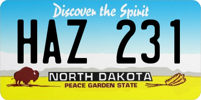 ND license plate HAZ231