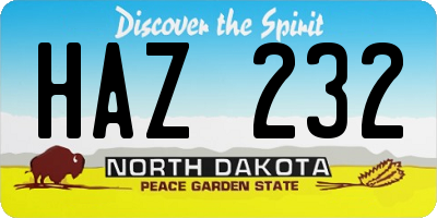 ND license plate HAZ232