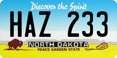 ND license plate HAZ233