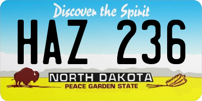 ND license plate HAZ236