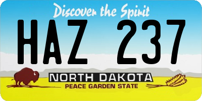 ND license plate HAZ237