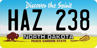 ND license plate HAZ238