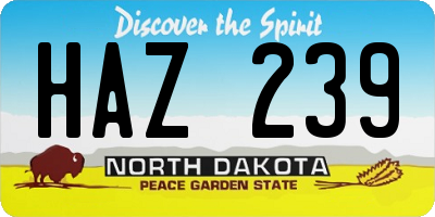 ND license plate HAZ239