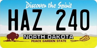 ND license plate HAZ240