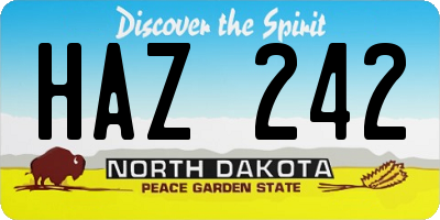 ND license plate HAZ242