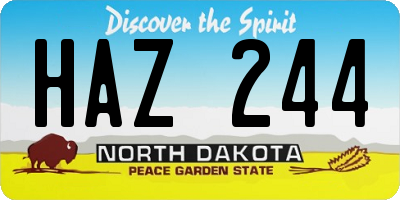 ND license plate HAZ244