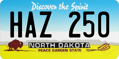 ND license plate HAZ250