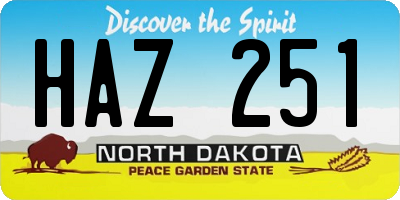 ND license plate HAZ251