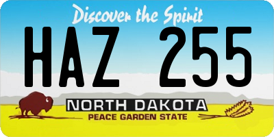 ND license plate HAZ255