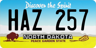 ND license plate HAZ257