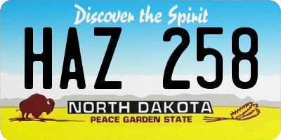 ND license plate HAZ258