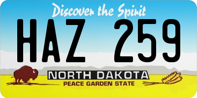 ND license plate HAZ259