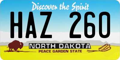 ND license plate HAZ260