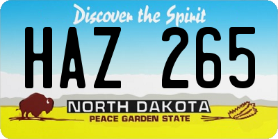 ND license plate HAZ265