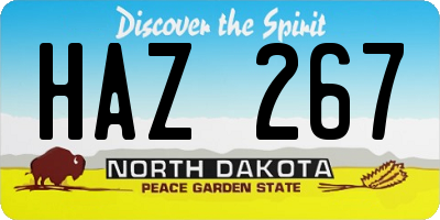 ND license plate HAZ267