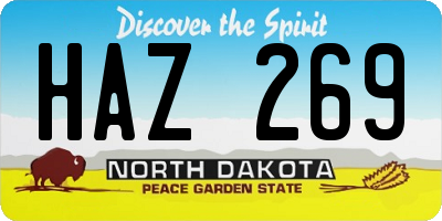 ND license plate HAZ269