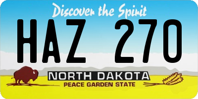 ND license plate HAZ270