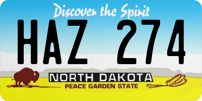 ND license plate HAZ274