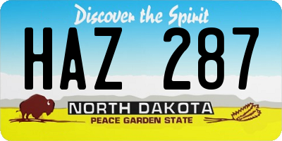 ND license plate HAZ287