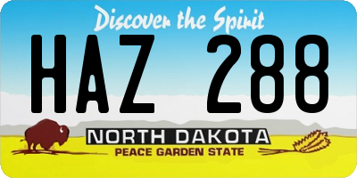 ND license plate HAZ288