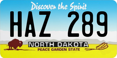 ND license plate HAZ289