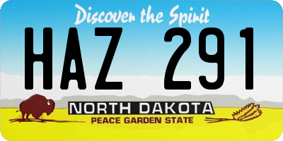 ND license plate HAZ291