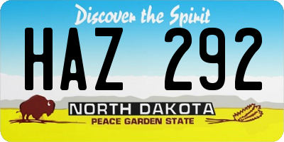 ND license plate HAZ292