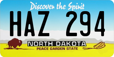 ND license plate HAZ294