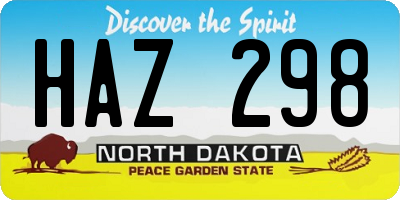 ND license plate HAZ298
