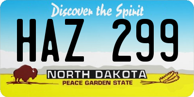 ND license plate HAZ299