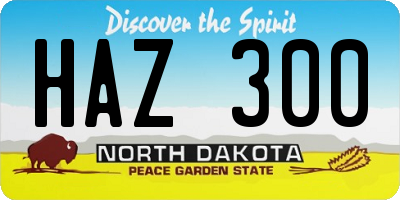 ND license plate HAZ300