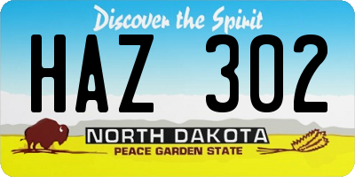 ND license plate HAZ302