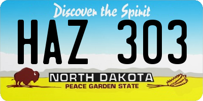 ND license plate HAZ303
