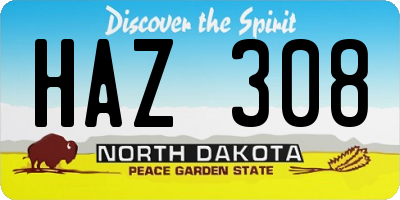 ND license plate HAZ308