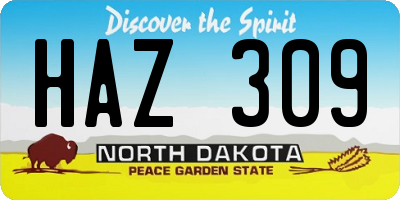 ND license plate HAZ309