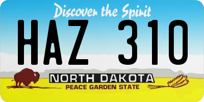ND license plate HAZ310