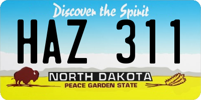 ND license plate HAZ311