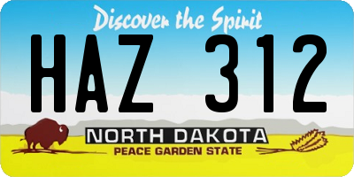 ND license plate HAZ312