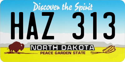 ND license plate HAZ313